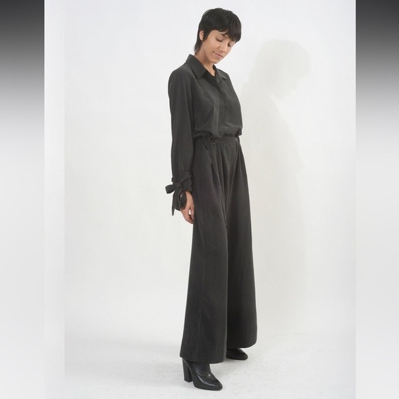 The Meg Black Bloaker Silky Belted Long Sleeve Jumpsuit - NWT - Picture 11 of 15